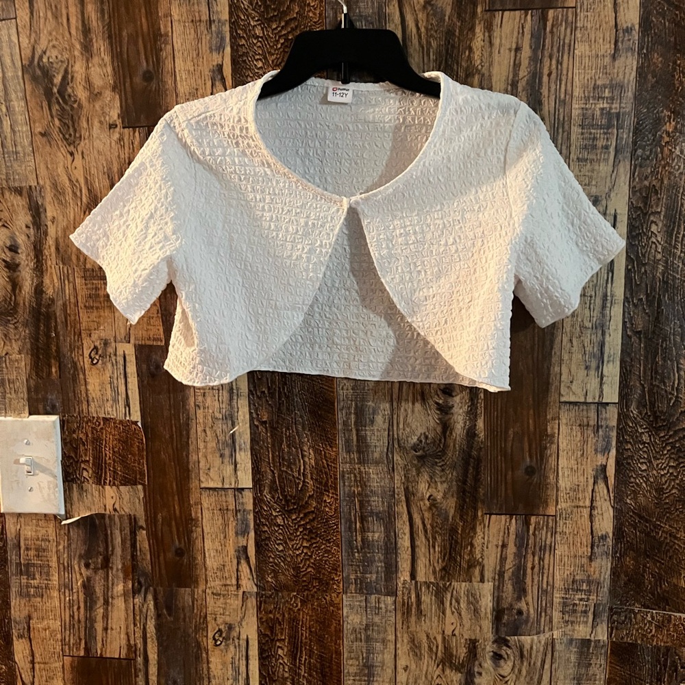 Pat Pat girls cropped shrug white size 11-12y